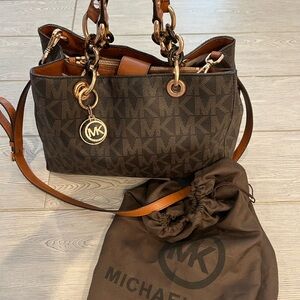 Michael- Michael Kors Brown Signature Cynthia Monogram Tote Bag